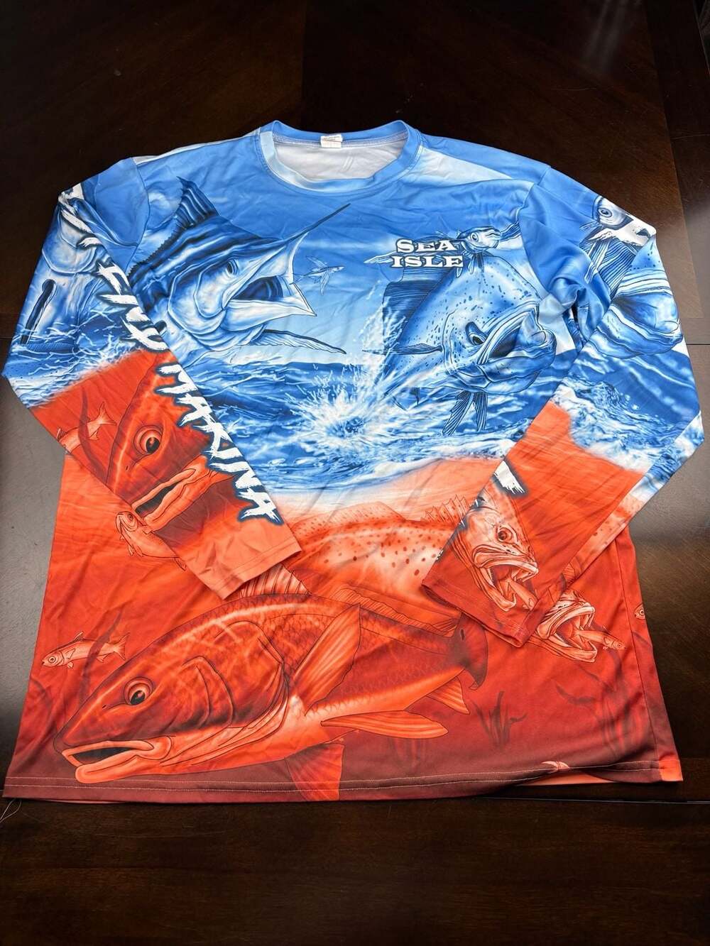 Sea Isle Galveston Island Sublimated Print Fishing Long Sleeve Shirt Size XL